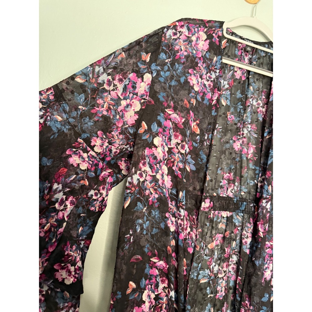Torrid Lurex Chiffon Maxi Kimono open front floral romantic whimsical - Picture 8 of 11